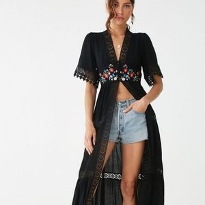 Forever 21 embroidered duster cardigan